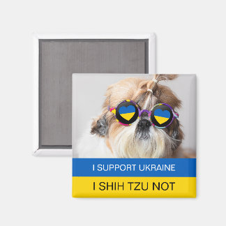 Jag stöder Ukraina I Shih Tzu Not Heart flagga Magnet
