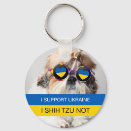 Jag stöder Ukraina I Shih Tzu Not Heart flagga Nyckelring