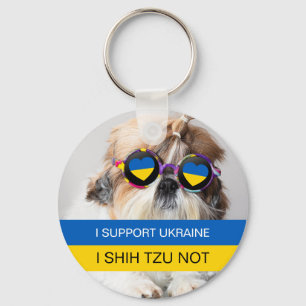 Jag stöder Ukraina I Shih Tzu Not Heart flagga Nyckelring