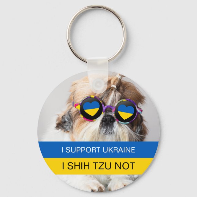 Jag stöder Ukraina I Shih Tzu Not Heart flagga Nyckelring (Framsida)