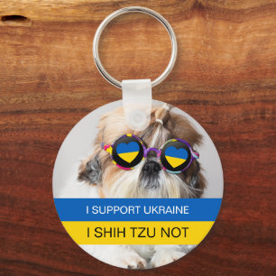 Jag stöder Ukraina I Shih Tzu Not Heart flagga Nyckelring