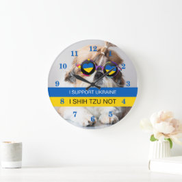 Jag stöder Ukraina I Shih Tzu Not Heart flagga Stor Klocka