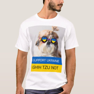 Jag stöder Ukraina I Shih Tzu Not Heart flagga T Shirt