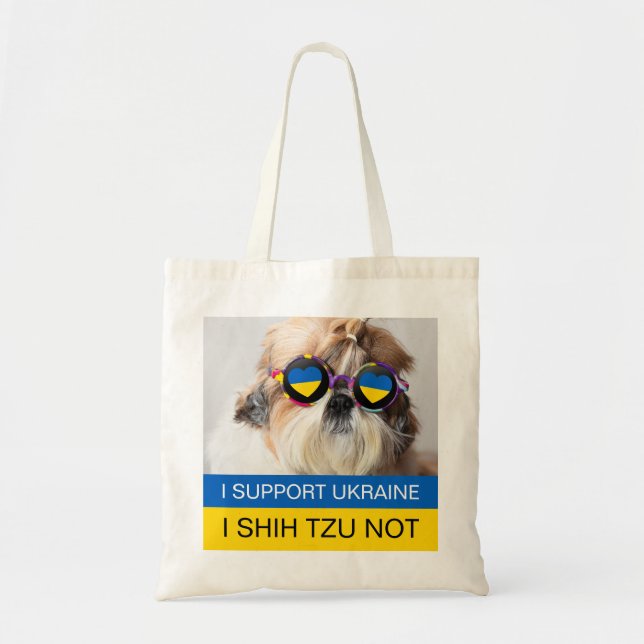 Jag stöder Ukraina I Shih Tzu Not Heart flagga Tygkasse (Framsidan)