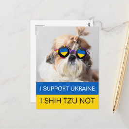 Jag stöder Ukraina I Shih Tzu Not Heart flagga Vykort