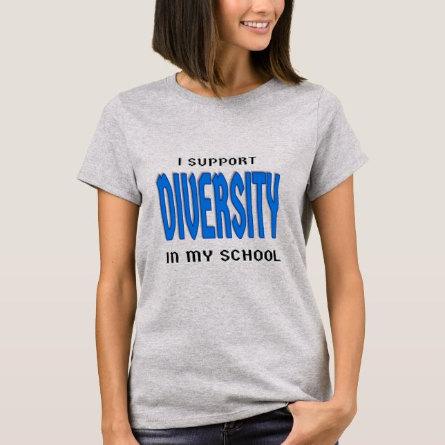 Jag stöttar mångfald i mitt skolar t shirt (Framsida)