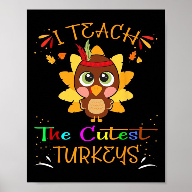 Jag studerar Cutest Turkey Funny Teacher Thanksgiv Poster (Framsidan)