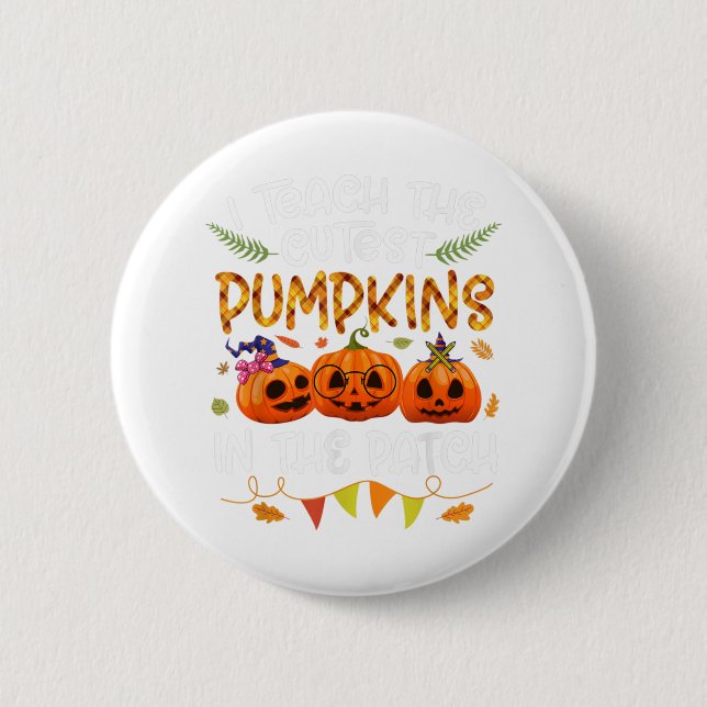 Jag studerar de kutaste pumporna i Patch Halloween Knapp (Framsida)