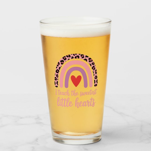 Jag studerar den sötaste Hearts Rainbow Teacher Glaskopp (Framsida fylld)