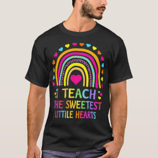Jag studerar den sötaste Hearts Rainbow Teacher Va T Shirt