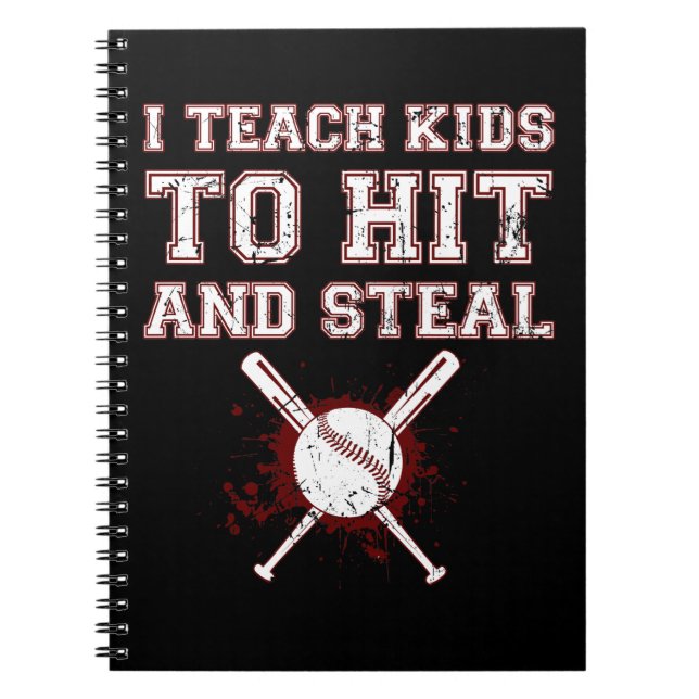 Jag studerar Kids till Slå och Steal - Baseball Co Anteckningsbok (Framsidan)