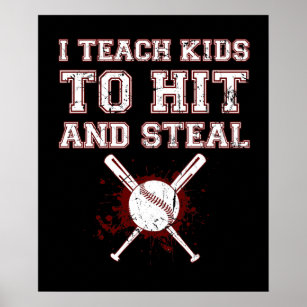 Jag studerar Kids till Slå och Steal - Baseball Co Poster