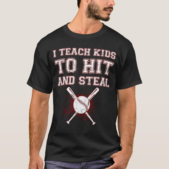 Jag studerar Kids till Slå och Steal - Baseball Co T Shirt (Framsida)