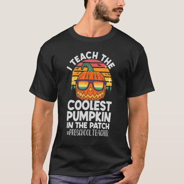 Jag studerar Pumpkin i Läraren Vin i Patch Prescho T Shirt (Framsida)