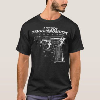Jag studerar utlösande vapen i teckning t shirt