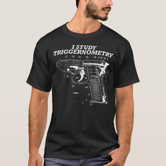 Jag studerar utlösande vapen i teckning t shirt (Framsida)