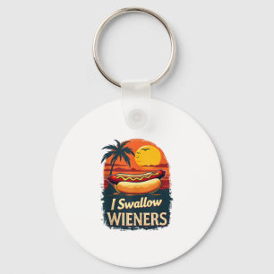 Jag Sväljer Saucy Wiener Funny Vuxen Joke Hett Hun Nyckelring