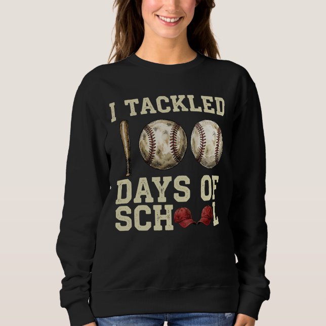 Jag Tacklade 100 Dagar av Skolans Basebolldesign T Shirt (Framsida)