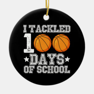 Jag Tacklade 100 Dagar av Skolbasket Julgransprydnad Keramik