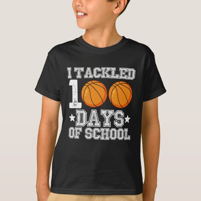 Jag Tacklade 100 Dagar av Skolbasket T Shirt (Framsida)