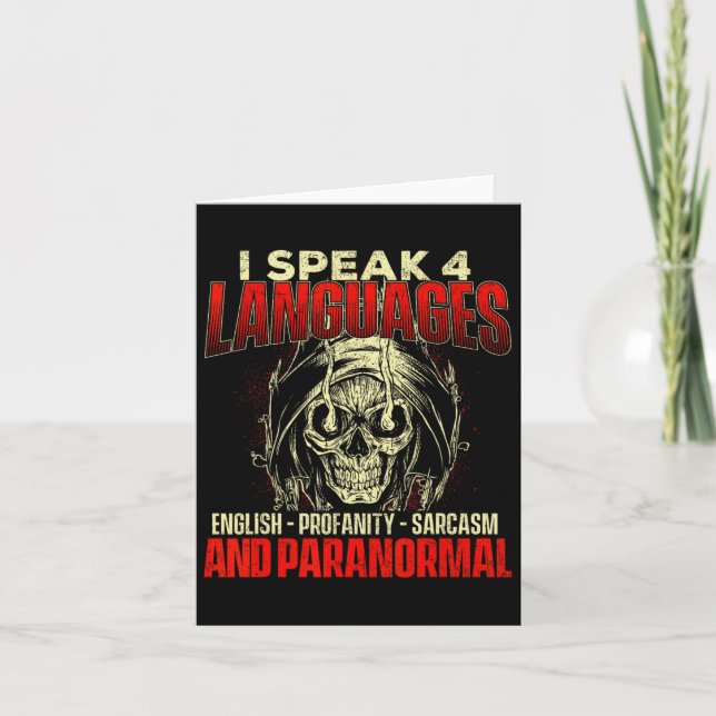 Jag talar 4 språk - Ghost Hunting Paranormal Res Kort (Framsida)