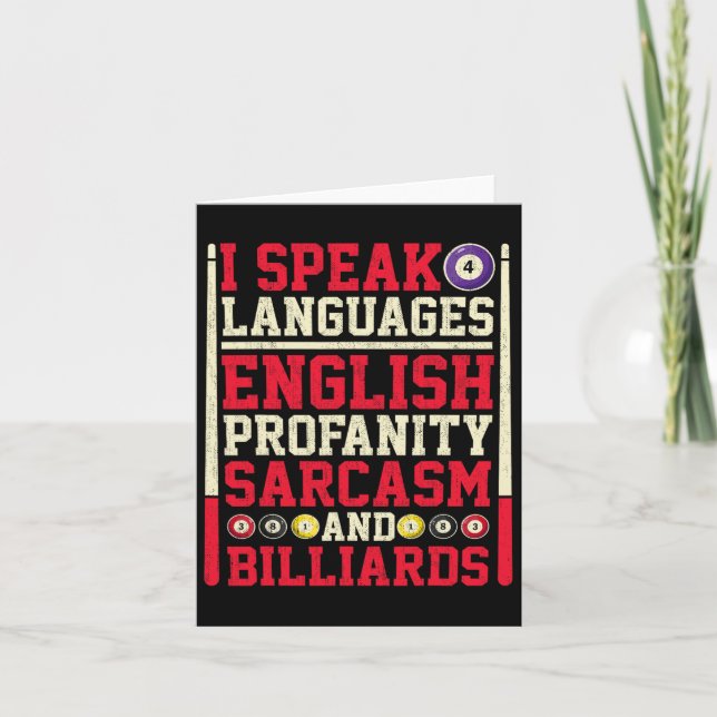 Jag talar 4 språk Profanity Sarcasm och Billiard Kort (Framsida)