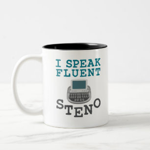 Jag talar Fluent Steno Court Reporter Stenographer Två-Tonad Mugg
