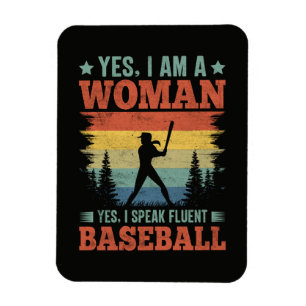 Jag Talar Flytande Baseball Kvinnlig Spelare Fan Magnet