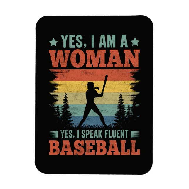Jag Talar Flytande Baseball Kvinnlig Spelare Fan Magnet (Vertikal)