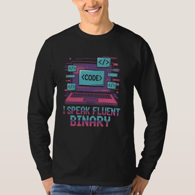 Jag Talar Flytande Binär Rollig Kodande Programmer T Shirt (Framsida)