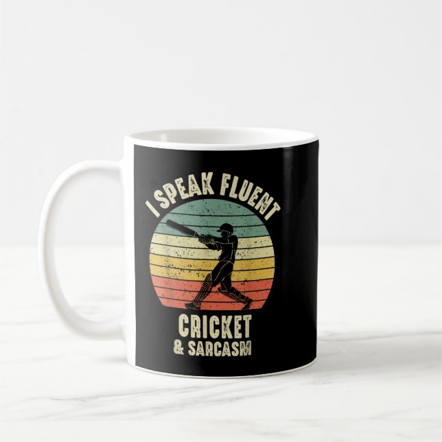 Jag talar flytande cricket och Sarcasm säger Retro Kaffemugg (Vänster)