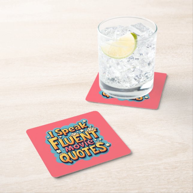 Jag talar flytande filmcitat Retro-filmklipp Underlägg Papper Kvadrat (Insitu)