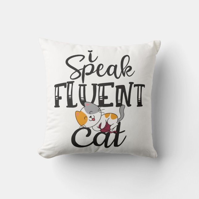Jag talar flytande katt rolig söt kattunge kudde (Framsida)