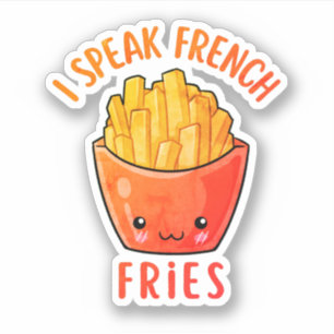Jag talar Fransk Fries Funny Fries Klistermärken