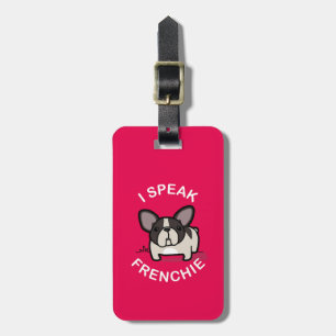 Jag talar Frenchie - rosa Bagagebricka