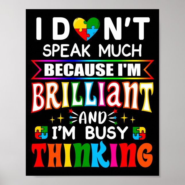 Jag Talar Inte Mycket Brilliant Autism Autistiska  Poster (Framsidan)