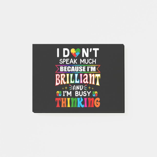 Jag talar inte så briljant Autism Autistic Post-it Block (Framsida)