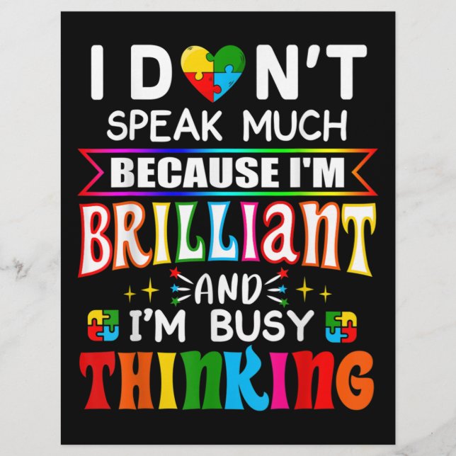 Jag talar inte så briljant Autism Autistic Reklamblad (Framsidan)