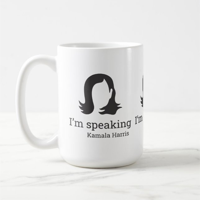 Jag talar Kamala Harris Black and White Kaffemugg (Vänster)