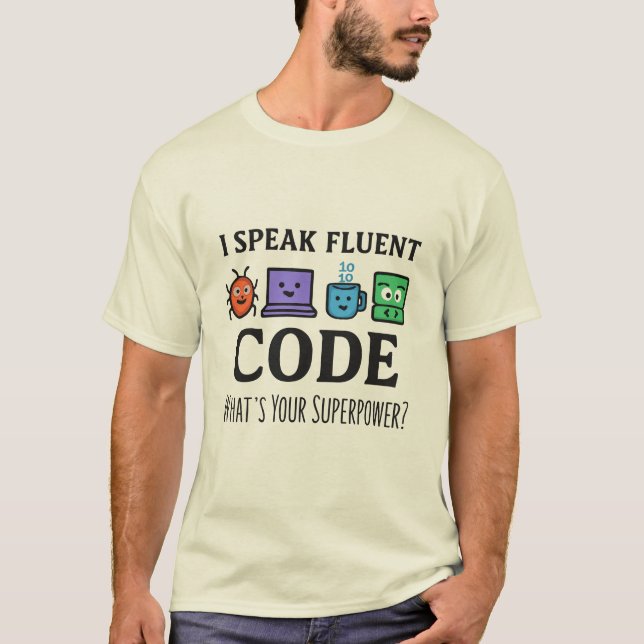 Jag talar med Fluent-kod - Programmer Superpower D T Shirt (Framsida)