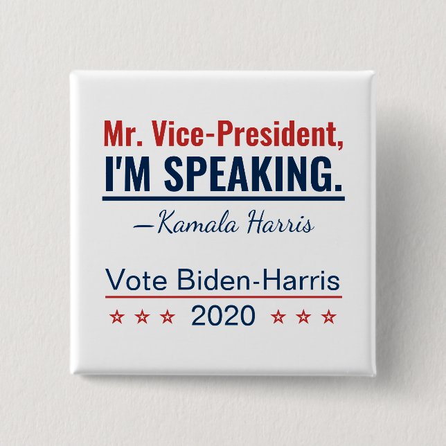 Jag talar med Vicen Kamala Harris 2020 Knapp (Framsida)