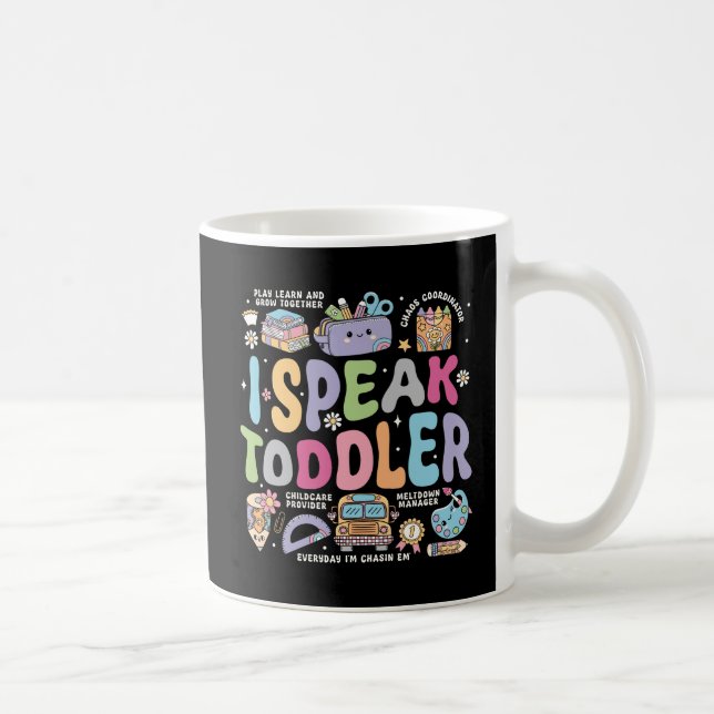 Jag Talar Småbarn Färgglad Skoldoodle Lärare  Kaffemugg (Höger)