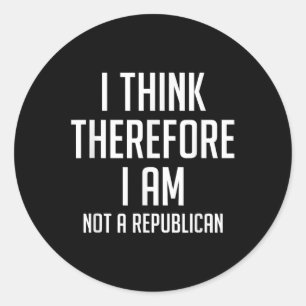 Jag Tänka är därför inte republikansk demokratisk  Runt Klistermärke