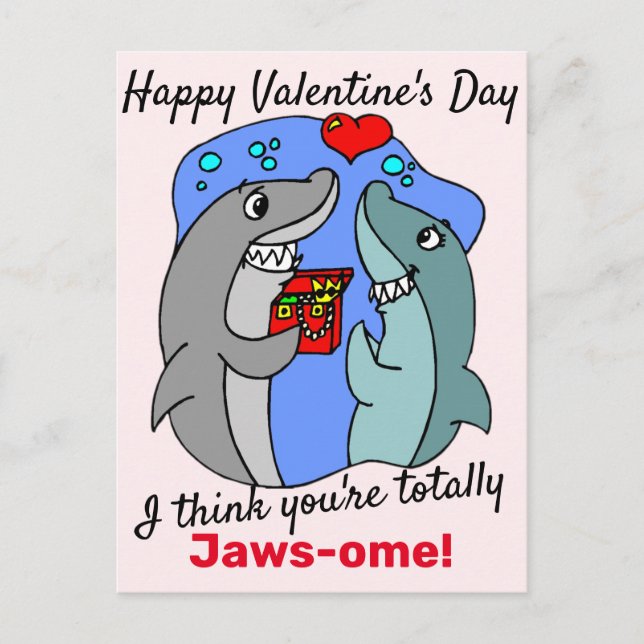Jag Tänka att du är helt Jawsome, Shark Valentine Vykort (Framsida)