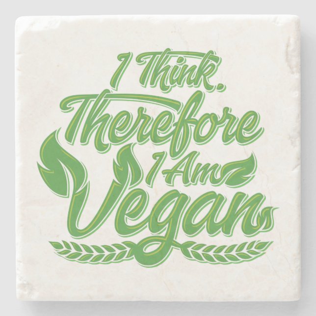 Jag Tänka, därför är jag Vegan Stenunderlägg (Framsidan)