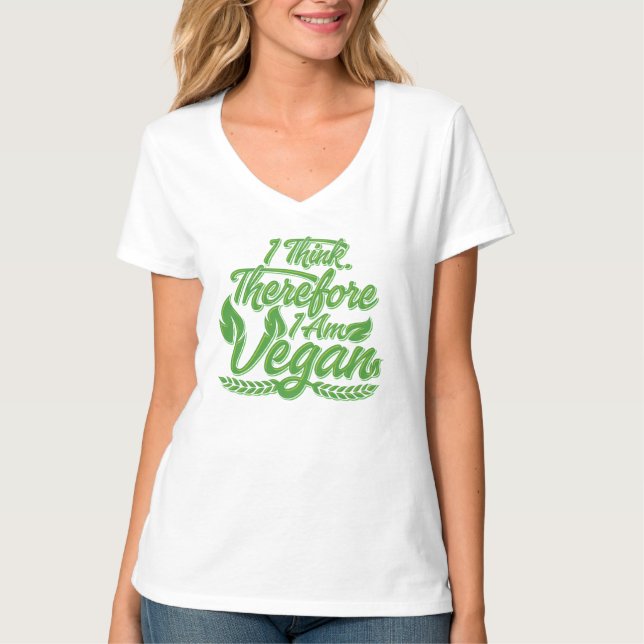Jag Tänka, därför är jag Vegan T Shirt (Framsida)