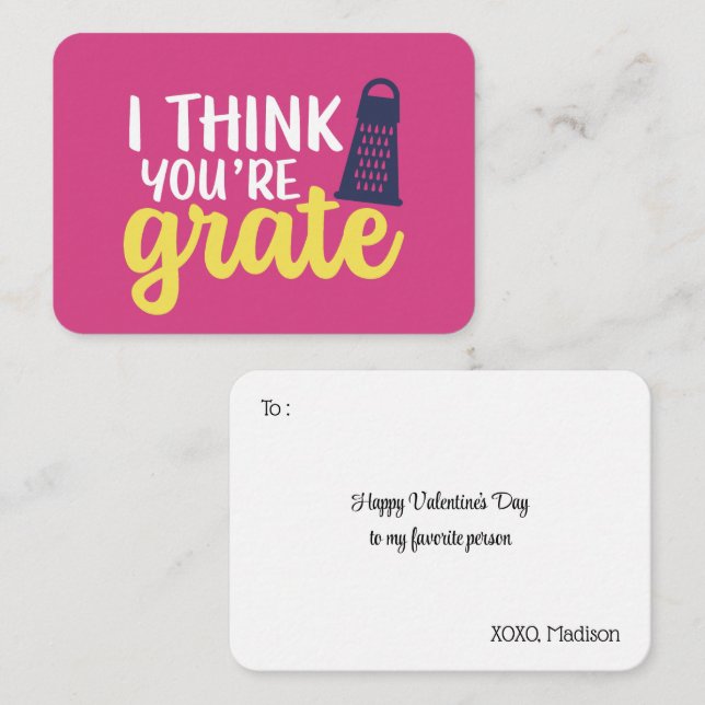 Jag Tänka Du är Grate Funny Pun Cute Valentines da Anteckningskort (Fram/baksida)