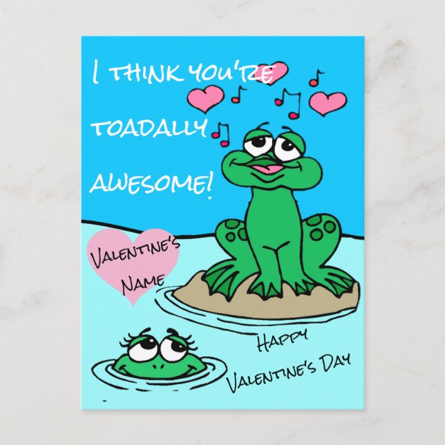 Jag Tänka Du är Toadally Fantastisk Frog Valentine Vykort (Framsida)