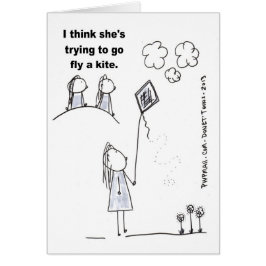 Jag tänka försöker flyga en drake hälsningskort