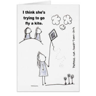 Jag tänka försöker flyga en drake hälsningskort